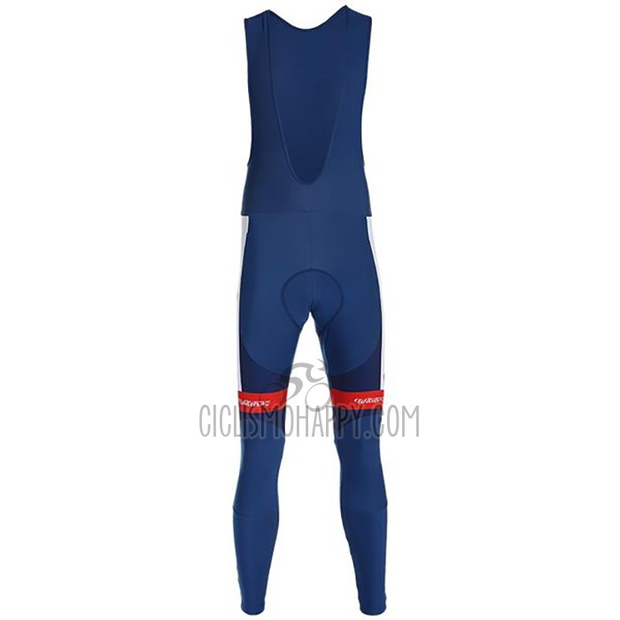 Direct Energie Cycling Jersey Bib Tight 2020 Men Long Sleeve Deep Blue Red